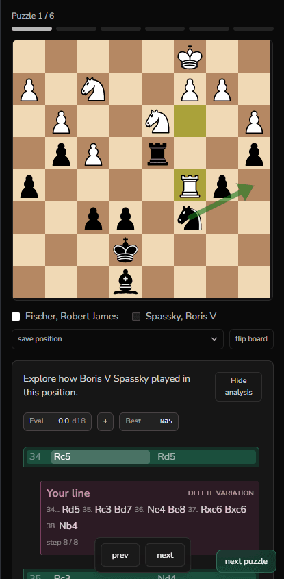 Reveal screen with analysis on